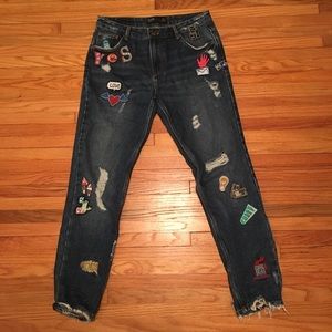 Zara patchwork boyfriend jeans